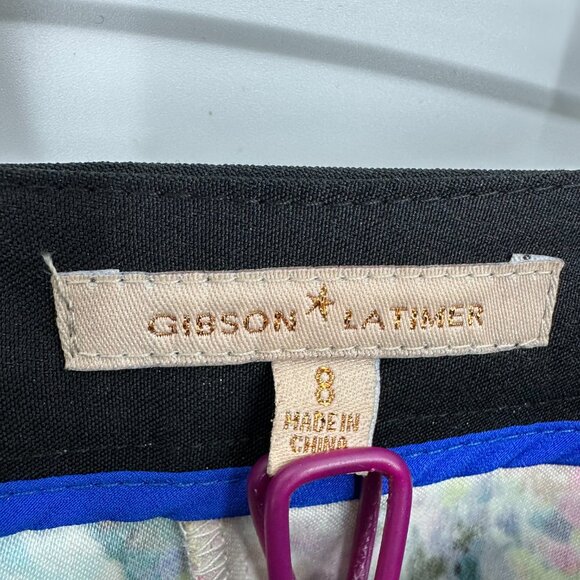 3/$25 Gibson Latimer Floral Pencil Skirt 8 Peplum Abstract Pink Green - Picture 3 of 8